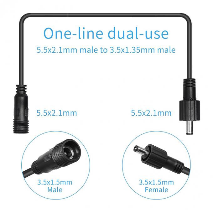 Waterdicht DC Jack 5.5x2.1mm 5.5x2.5mm 3.5x1.35mm Stromverlengkabel voor LED-licht 2