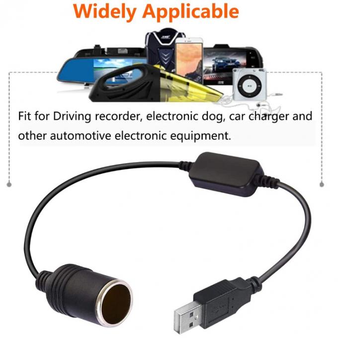 USB A Man tot 12v Auto Sigarettenanker Socket Vrouwelijke Power Converter Cable 4
