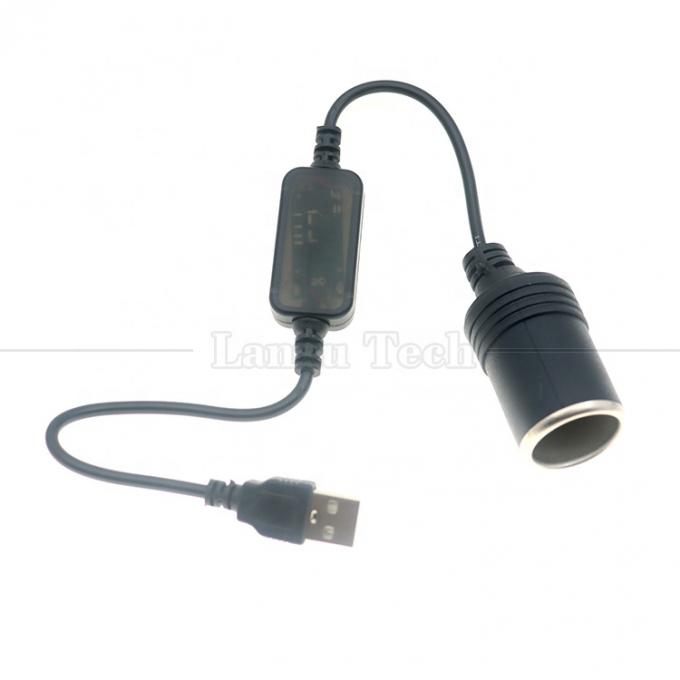 Hoogwaardige 12W 5V USB naar 12V converter Cigarette Plug Lighter Socket Cable Adapter met Led Spanningsmodule 2