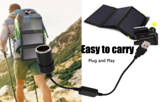 Hoogwaardige 12W 5V USB naar 12V converter Cigarette Plug Lighter Socket Cable Adapter met Led Spanningsmodule 6