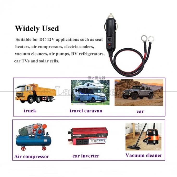 15A High Current DC Power Cigarette Plug to O Ronde vorm terminal kabel voor auto 6