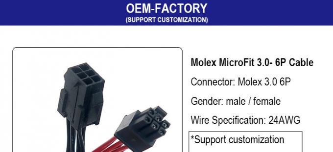 Op maat gemaakt mannelijk naar vrouwelijk 4 6 8 Pin Molex Micro Fit 3.0 Connector Harness Cable 0