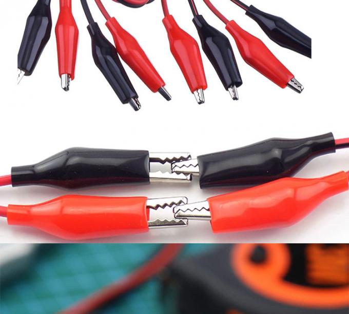 12v dubbel geëindigde zwarte rode elektrische test leidingen Jumper draad alligator krokodil clips kabel 2