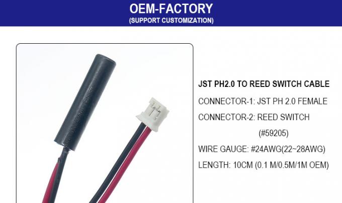 Custom OEM JST PH 2.0 SH ZH XH MX naar Magnetische Reed Switch Sensor Harness Cable 0