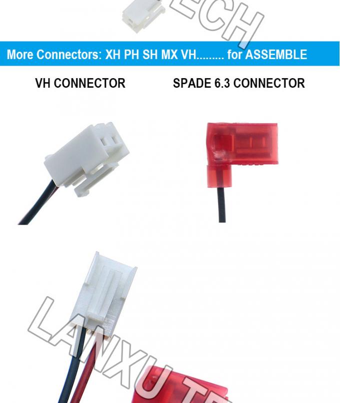 VH 2P 3.96mm Pitch tot 90 graden Hoek 6.3 Spade Connector Assembly Kabeldraad Harness 1