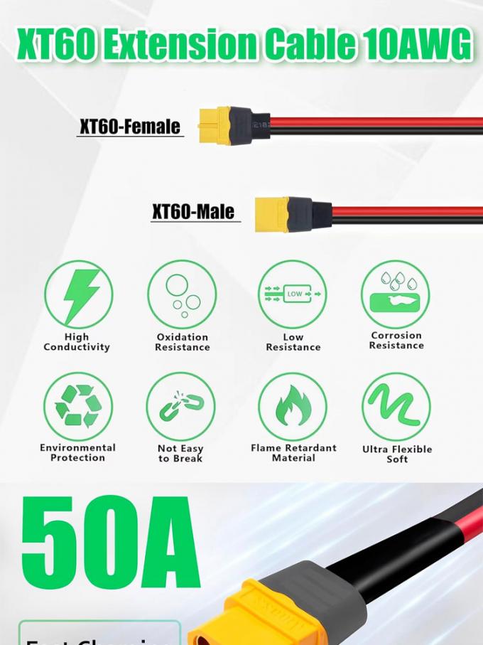 10AWG 12AWG Man tot Vrouw XT60 XT60H Connector Extension Adapter Cable voor RC Battery Power Station Zonnepaneel 2