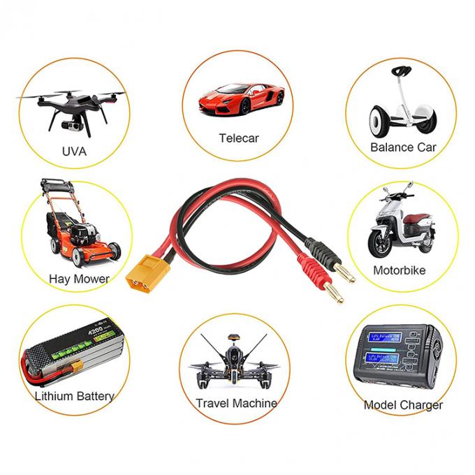 14AWG XT60 Man Plug to 4mm Banana Connector Cable voor RC Lipo Battery Charge FPV Drone 5