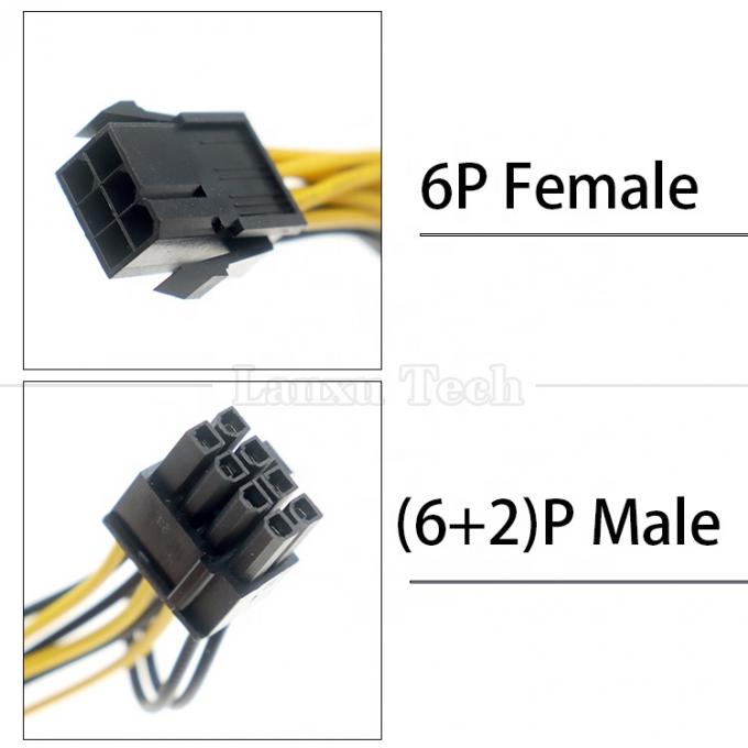 GPU 6 PIN tot Dual 8 PIN 18AWG PCI Express Moederbord Stroomtoevoer Adapter PCIe Uitbreidingskabel 2