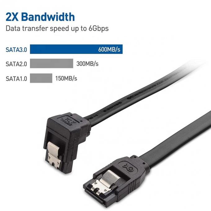 Hoge snelheid 6Gbps vergrendeling slot rechterhoek Sata III 3.0 stroomverlengkabel voor harde schijf 2