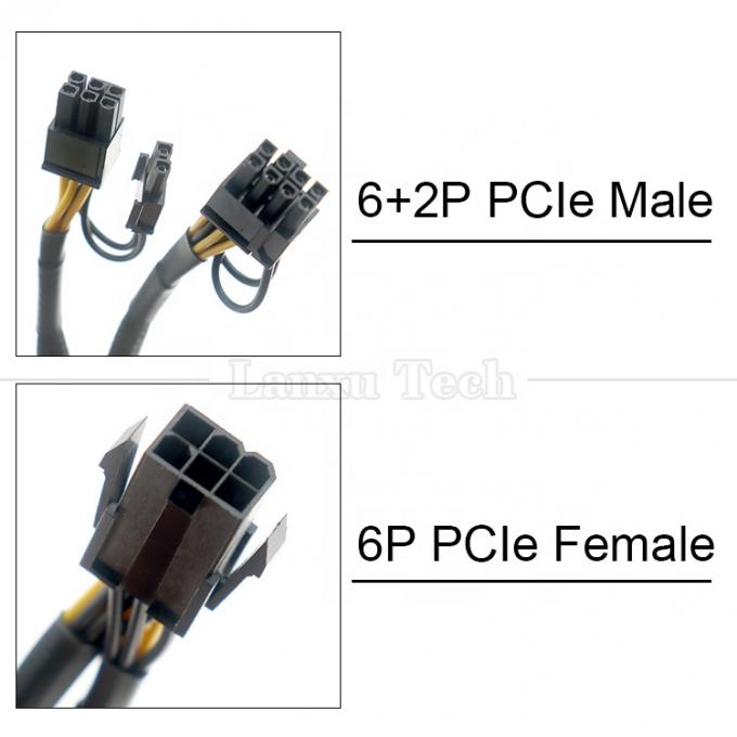 18AWG Pure Cooper Y Splitter 6 Pin tot Dual 8 Pin 6+2 PCI Express Power Adapter Extension PCIe kabel voor GPU 1