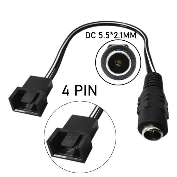 12V Vrouwelijke gelijkstroom aansluiting op 3 4 pin PC Case Fan Power PWM Adapter Extension Cable 0