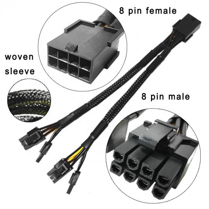 Geweven mouw PCIe 8 pin Vrouwelijke tot Dual 8 pin Man PCI Express Graphics Video Card GPU Power Adapter Cable 0
