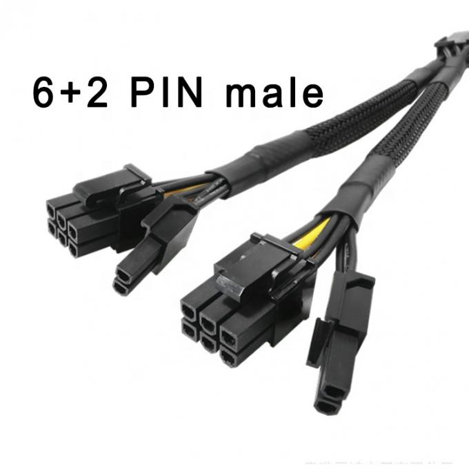 Geweven mouw PCIe 8 pin Vrouwelijke tot Dual 8 pin Man PCI Express Graphics Video Card GPU Power Adapter Cable 1
