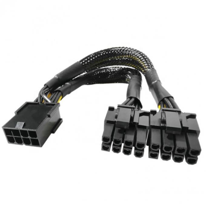 Geweven mouw PCIe 8 pin Vrouwelijke tot Dual 8 pin Man PCI Express Graphics Video Card GPU Power Adapter Cable 3