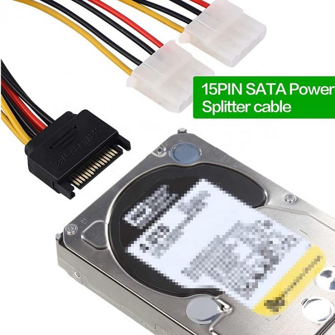 Sata 15 Pin Man tot Dual Molex 4 Pin Lp4 IDE Vrouwelijke Hard Drive Power Y Adapter Converter Cable voor HDD SSD 5