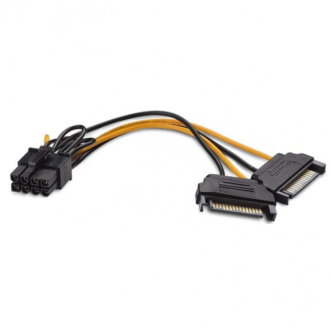 Splitter 8 pin PCIe Express Mannelijk tot Dual 15 pin Sata Power Adapter ATX kabel 1