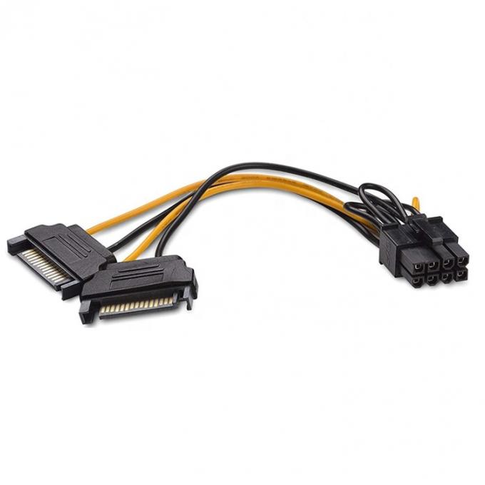 Splitter 8 pin PCIe Express Mannelijk tot Dual 15 pin Sata Power Adapter ATX kabel 5