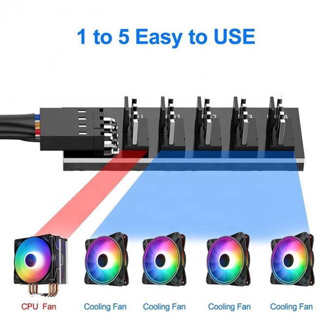 1 tot 5 manieren 4 Pin Splitter PWM PC Fan Hub Power Supply Cable voor ATX Computer Case 4 Pin en 3 Pin koelventilatoren 2