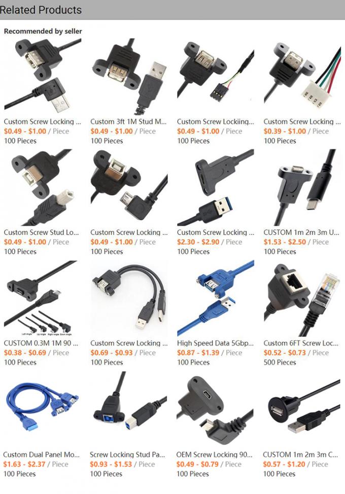 Schroefvergrendelingsstaaf Man tot Vrouwelijk Panel Mount USB 3.0 Type B Printer Extension Cable 0