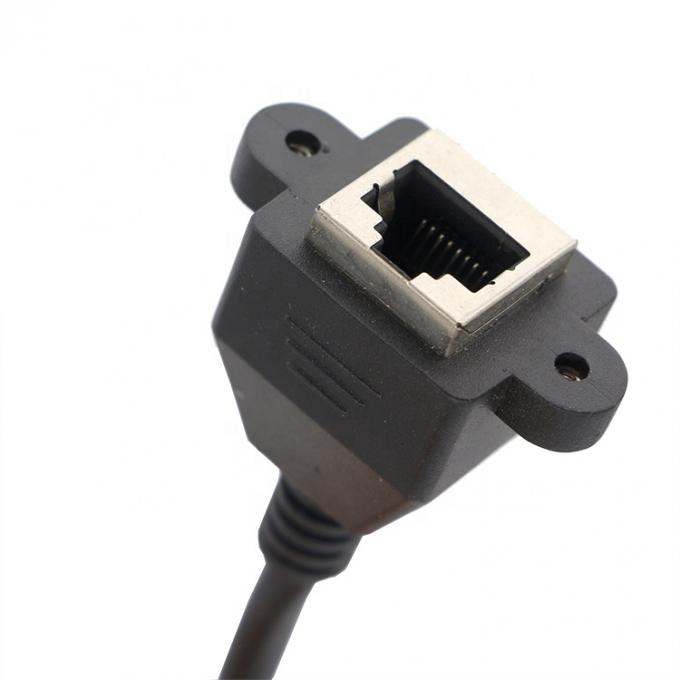 Custom 6FT Schroef vergrendeling Stud Network Ethernet Vrouwelijke stopcontact RJ45 Panel Mount Extension kabel 4