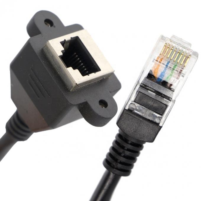 Custom 6FT Schroef vergrendeling Stud Network Ethernet Vrouwelijke stopcontact RJ45 Panel Mount Extension kabel 3