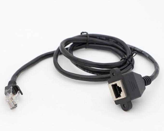 Custom 6FT Schroef vergrendeling Stud Network Ethernet Vrouwelijke stopcontact RJ45 Panel Mount Extension kabel 7