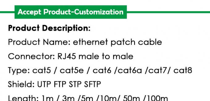 OEM Hoge kwaliteit Pure Cooper Shield FTP UTP STP SFTP Cat5 Cat5e Cat6 Cat6a Cat7 Cat8 RJ45 Ethernet Patch Lan Network Cable 0