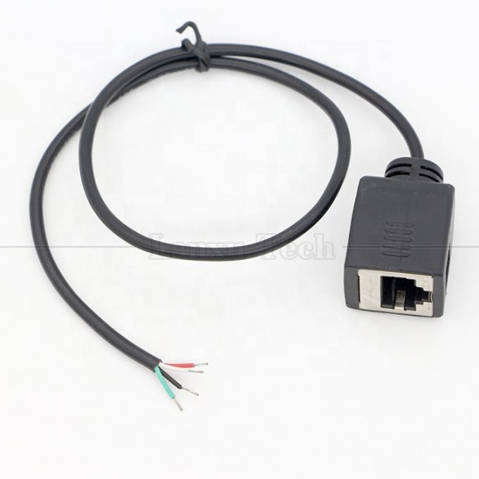 Vrouwelijke RJ45 stopcontact tot open blikgelde 4 draden Bare End Pigtail kabel 3