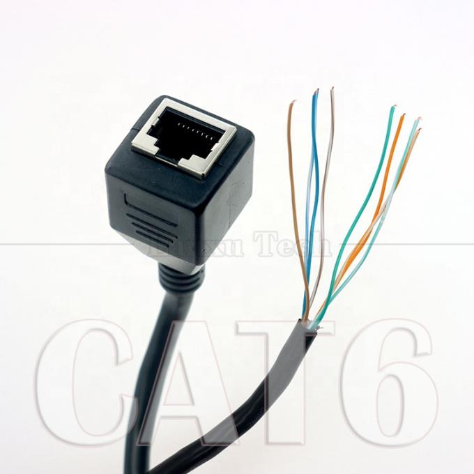 Hoogwaardige netwerk Ethernet Cta6 26AWG RJ45 8p8c Vrouwelijke stopcontact tot open blikken kale draden Eindkabel 0