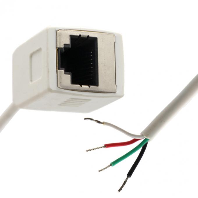 Aanpassing Witte vrouwelijke RJ45 stopcontact om te openen geblokkeerde soldering 4 draden naakt eind pigtail kabel 0