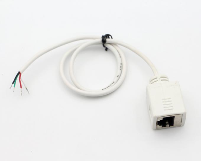 Aanpassing Witte vrouwelijke RJ45 stopcontact om te openen geblokkeerde soldering 4 draden naakt eind pigtail kabel 4