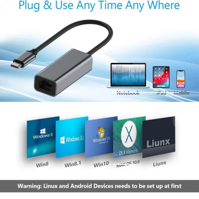 Plug and Play USB 3.0 Type C Male tot Gigabit RJ45 Ethernet Network Lan Adapter voor Laptop Computer 5