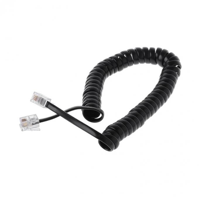 1m 2m 3m Gekrolde veer RJ9 4P4C RJ11 Zwart-wit Spiraal vlakke Cat3 ADSL-telefoonkabel 3