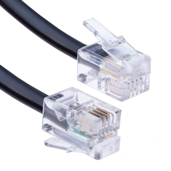 1m 2m 3m Gekrolde veer RJ9 4P4C RJ11 Zwart-wit Spiraal vlakke Cat3 ADSL-telefoonkabel 4