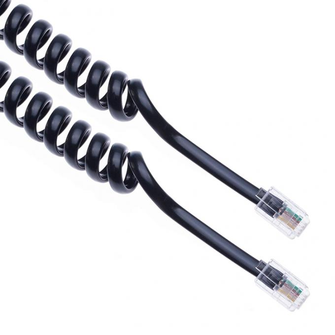 1m 2m 3m Gekrolde veer RJ9 4P4C RJ11 Zwart-wit Spiraal vlakke Cat3 ADSL-telefoonkabel 5