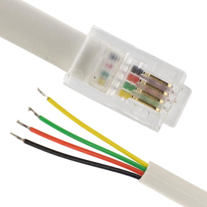 Op maat gemaakte 1m 2m 3m RJ9 RJ11 Mannelijke 4p4c tot gestript geblokkeerde draad Open eind kabel 0