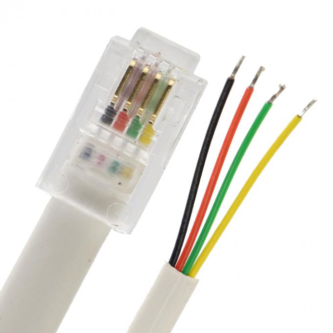 Op maat gemaakte 1m 2m 3m RJ9 RJ11 Mannelijke 4p4c tot gestript geblokkeerde draad Open eind kabel 1