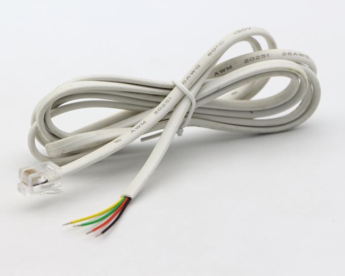 Op maat gemaakte 1m 2m 3m RJ9 RJ11 Mannelijke 4p4c tot gestript geblokkeerde draad Open eind kabel 3