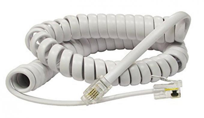 1m 2m 3m Gekrolde veer RJ9 4P4C RJ11 Zwart-wit Spiraal vlakke Cat3 ADSL-telefoonkabel 0