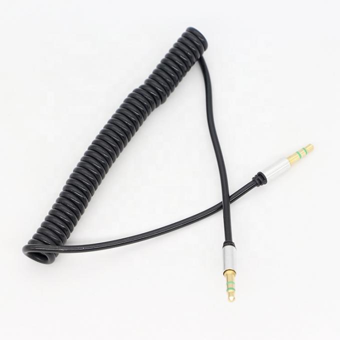 CUSTOM 1M 2M 3M spoel Spiral Spring Mannelijk naar Mannelijk 3,5 mm Jack Stereo Aux Audio Cable 1