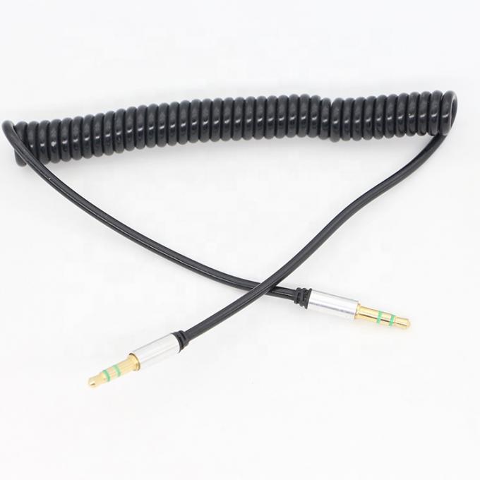 CUSTOM 1M 2M 3M spoel Spiral Spring Mannelijk naar Mannelijk 3,5 mm Jack Stereo Aux Audio Cable 0