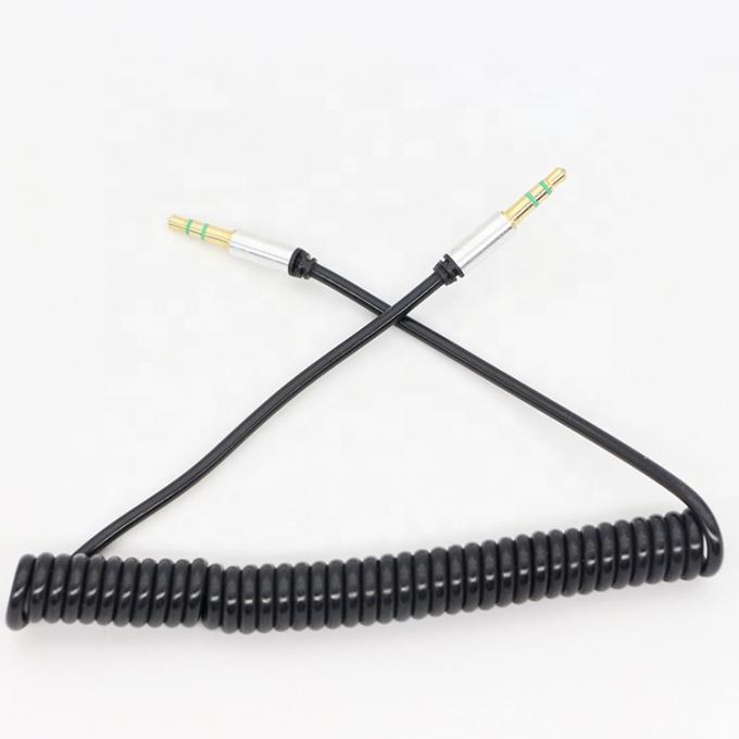 CUSTOM 1M 2M 3M spoel Spiral Spring Mannelijk naar Mannelijk 3,5 mm Jack Stereo Aux Audio Cable 4
