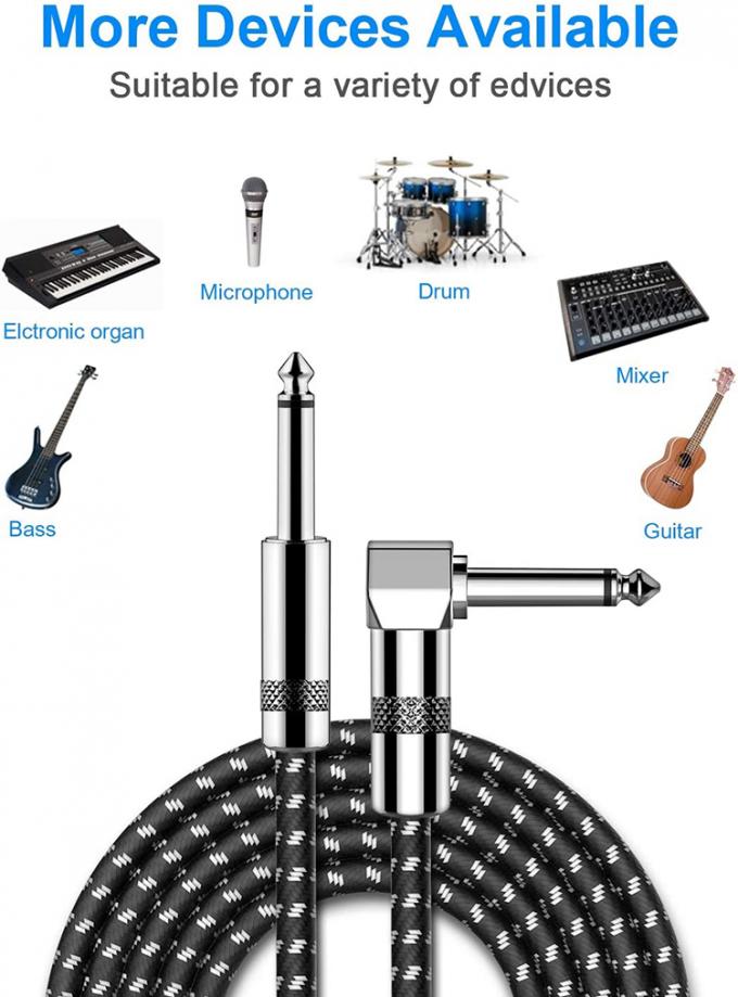 OEM 3M 1/4 inch 6.3mm TS Jack Right Angle Muziekinstrument Bass Versterker Pedal Guitar Patch Cable 5