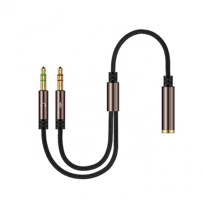 Hoogwaardige Nylon gebreide Splitter 1 Vrouw tot 2 Man Koptelefoon 3.5mm Jack Audio Mic kabel voor telefoon 3