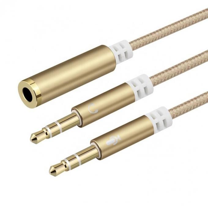 Hoogwaardige Nylon gebreide Splitter 1 Vrouw tot 2 Man Koptelefoon 3.5mm Jack Audio Mic kabel voor telefoon 2