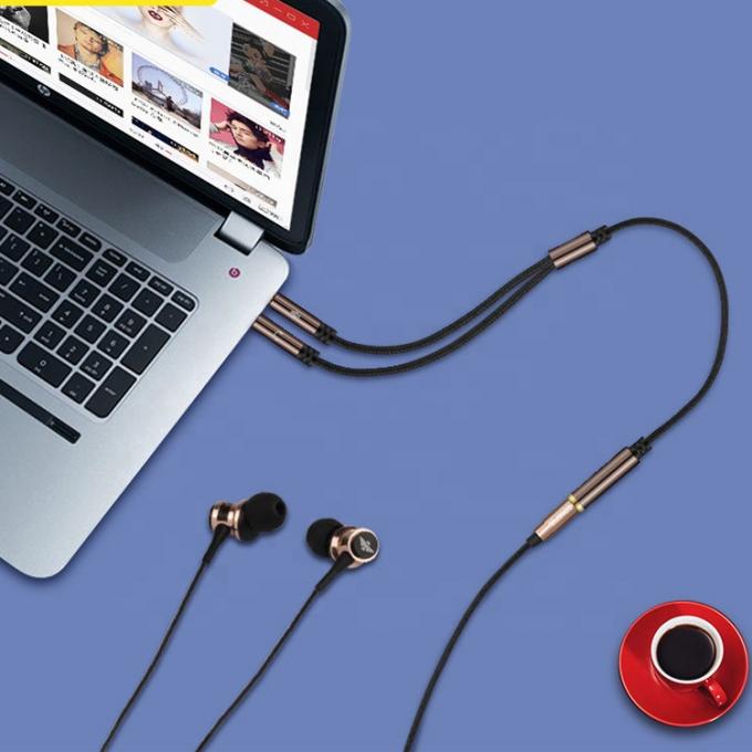 Hoogwaardige Nylon gebreide Splitter 1 Vrouw tot 2 Man Koptelefoon 3.5mm Jack Audio Mic kabel voor telefoon 4