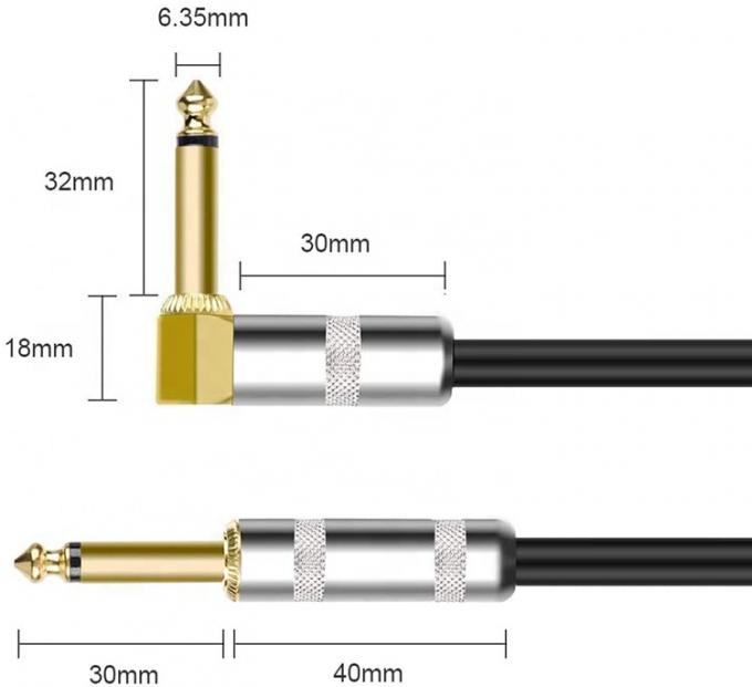 10ft Duurzaam Blauw Geflecht 90 Graden Hoek naar Rechte 1/4 TS Jack Elektrisch Instrument Gitaar Patch Cable 1