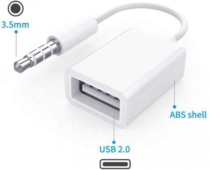 USB 2.0 Vrouwelijke naar 3,5 mm Jack 3 polen AUX Converter Adapter voor Auto Audio Speaker 4