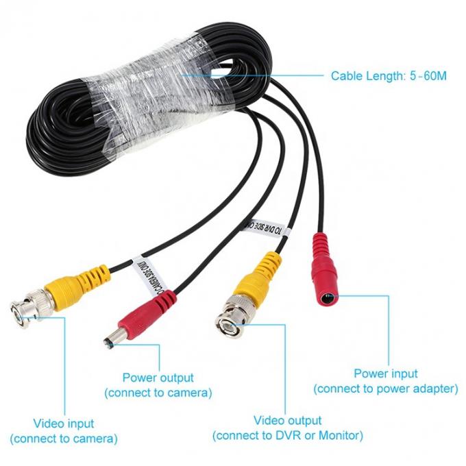 CUSTOM 5M 10M 20M Man Vrouwelijke beveiligingsassemblage RG59 Video BNC DC Power SDI CCTV-camera kabel 4