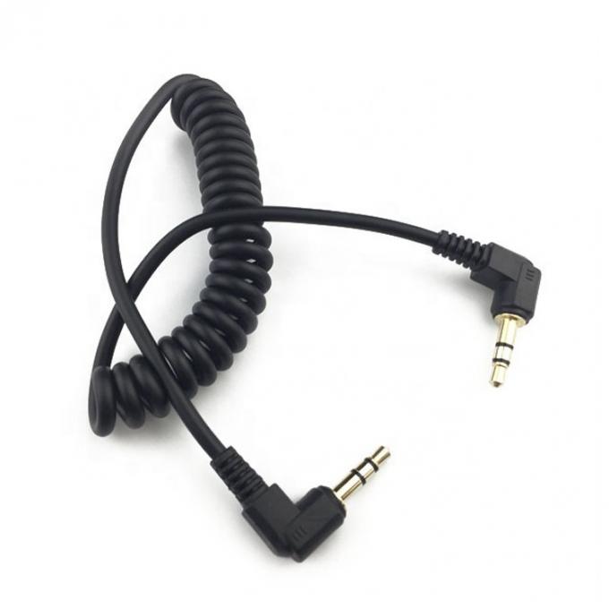Gekrolde veer van man tot man 90 graden rechthoek 3,5 mm jack naar 3,5 mm jack TRS stereo audio kabel 0
